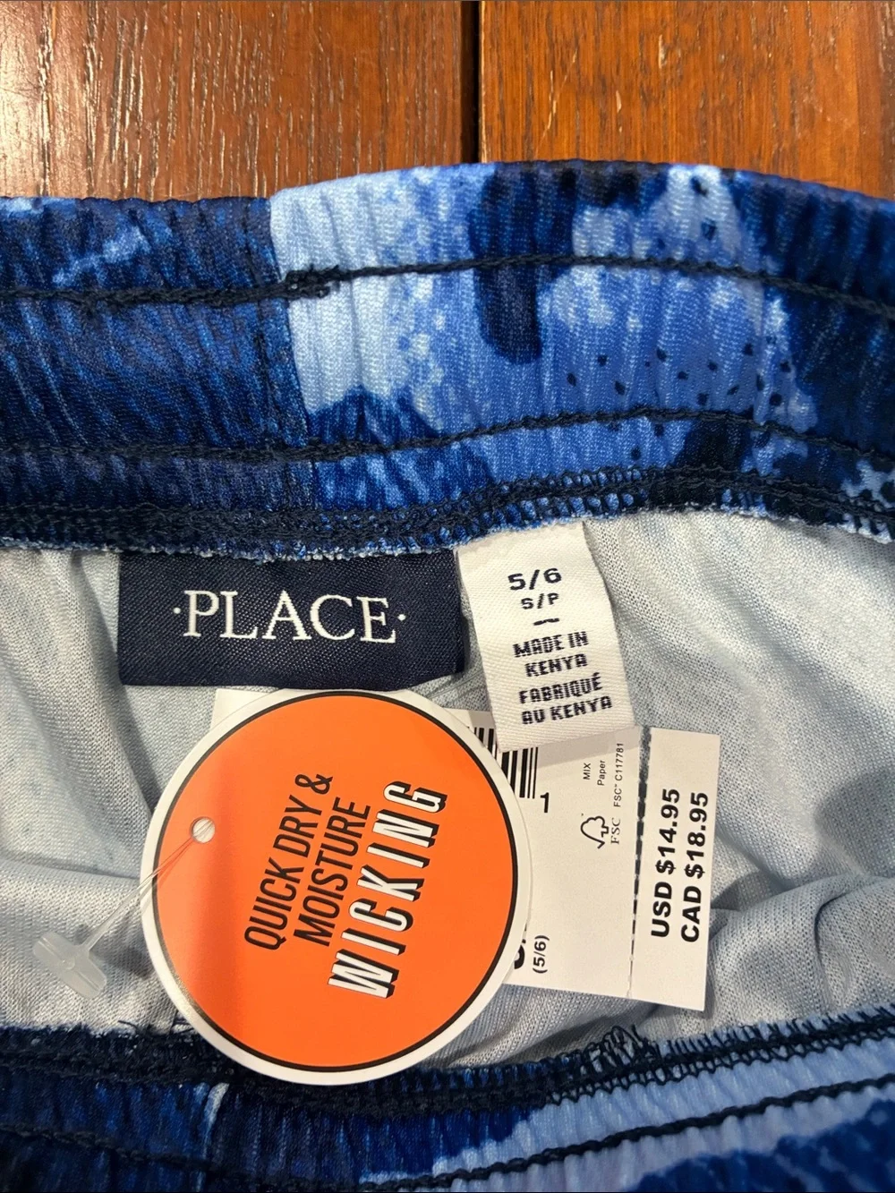 The Children's Place Blue Black White Camo Athletic Shorts